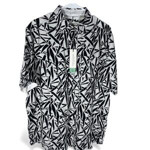 Report Collection Black & White Abstract Sustainable Fibers Shirt Mens Size XL
